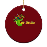 Cinco De Mayo Retro Game Ceramic Ornament Funny Sombrero Character Chasing Taco Cat