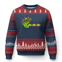 Cinco De Mayo Retro Game Ugly Christmas Sweater Funny Sombrero Character Chasing Taco Cat
