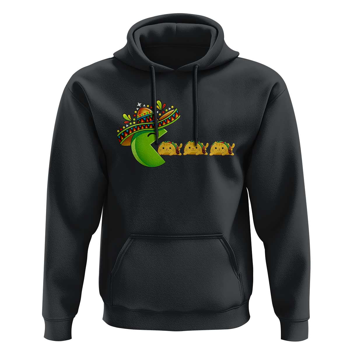Cinco De Mayo Retro Game Hoodie Funny Sombrero Character Chasing Taco Cat