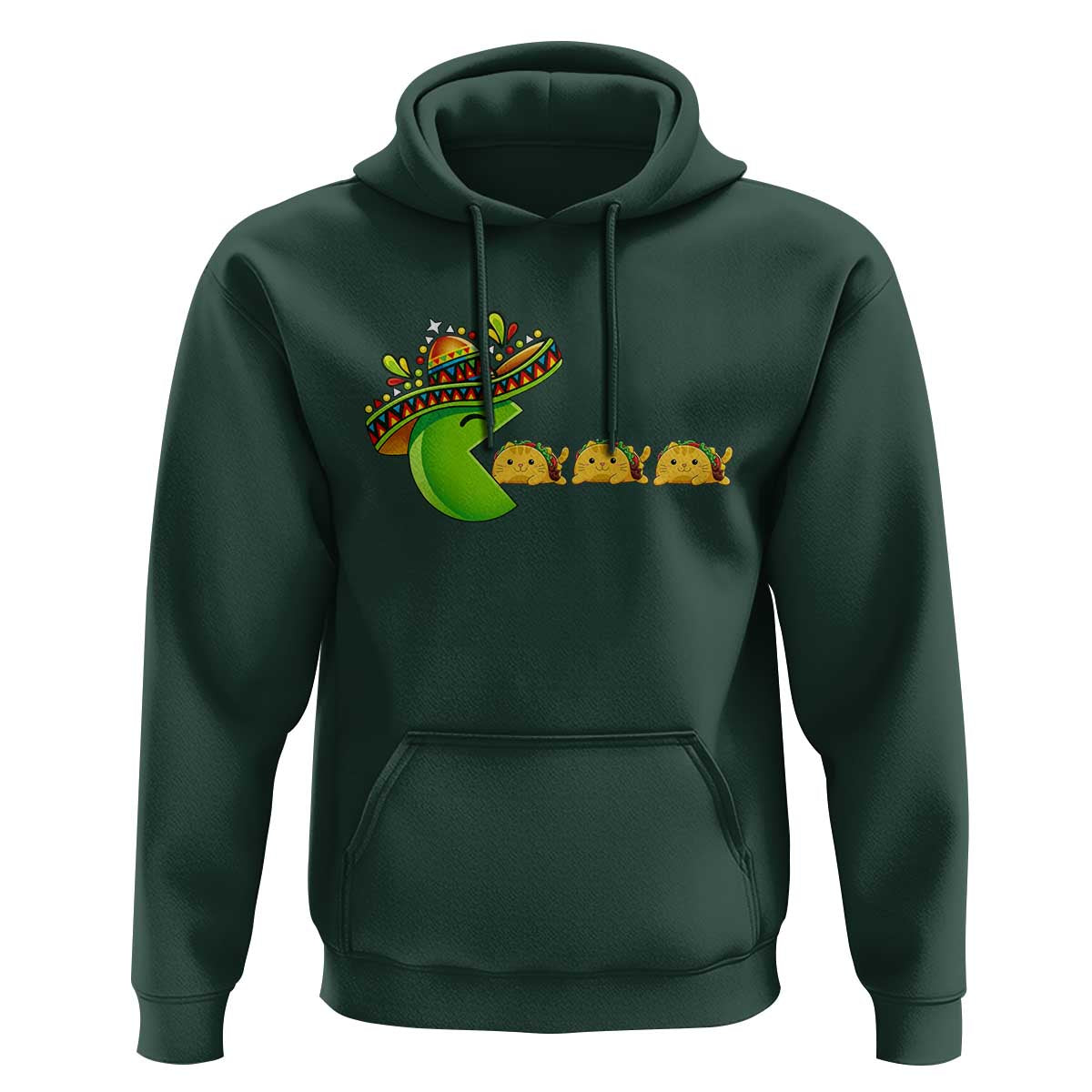 Cinco De Mayo Retro Game Hoodie Funny Sombrero Character Chasing Taco Cat