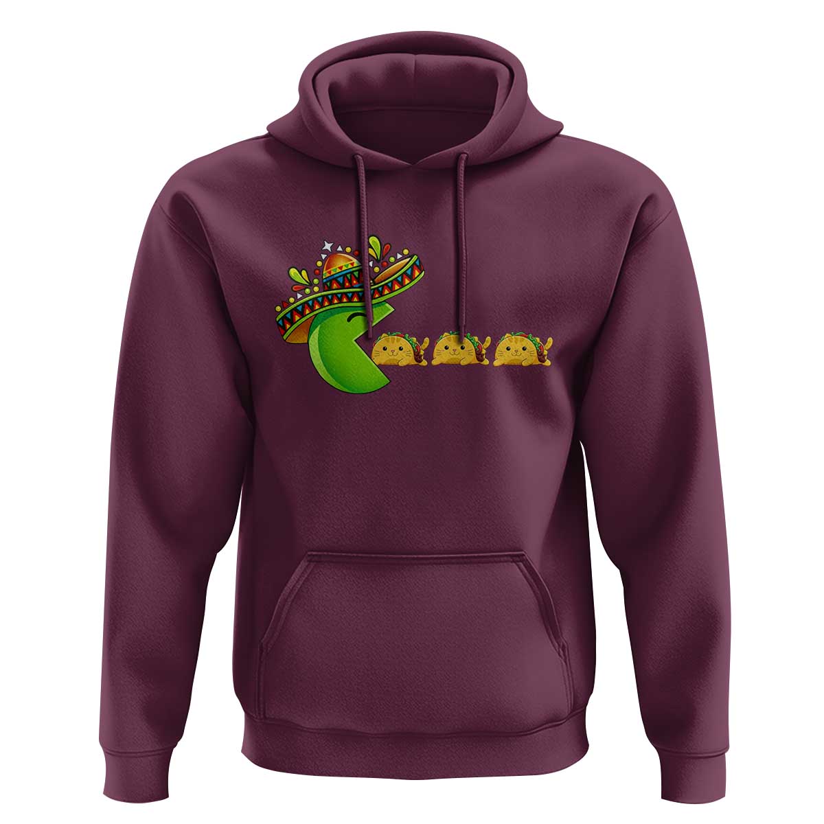 Cinco De Mayo Retro Game Hoodie Funny Sombrero Character Chasing Taco Cat