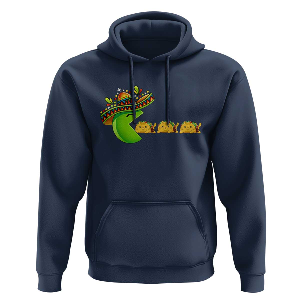 Cinco De Mayo Retro Game Hoodie Funny Sombrero Character Chasing Taco Cat