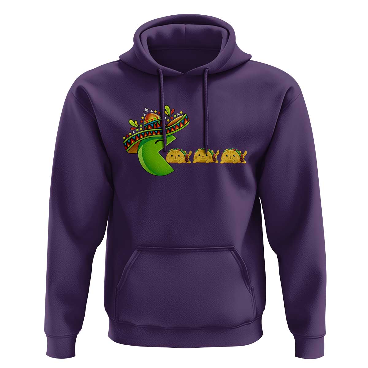 Cinco De Mayo Retro Game Hoodie Funny Sombrero Character Chasing Taco Cat