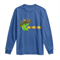 Cinco De Mayo Retro Game Long Sleeve Shirt Funny Sombrero Character Chasing Taco Cat