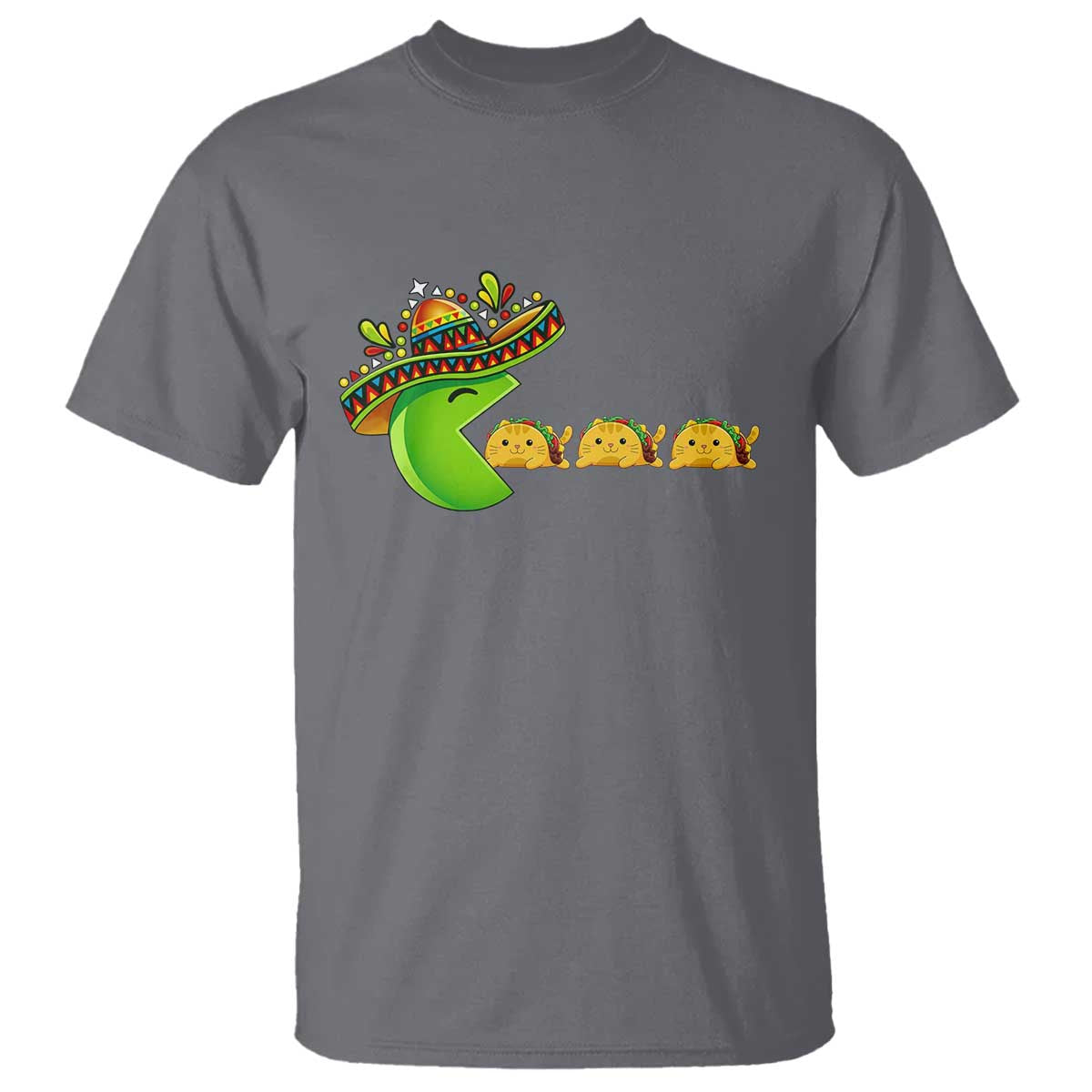 Cinco De Mayo Retro Game T Shirt Funny Sombrero Character Chasing Taco Cat