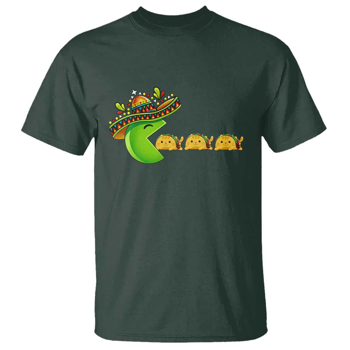 Cinco De Mayo Retro Game T Shirt Funny Sombrero Character Chasing Taco Cat