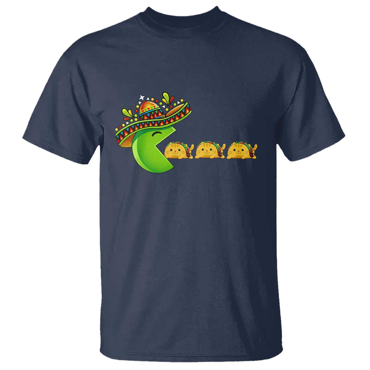 Cinco De Mayo Retro Game T Shirt Funny Sombrero Character Chasing Taco Cat