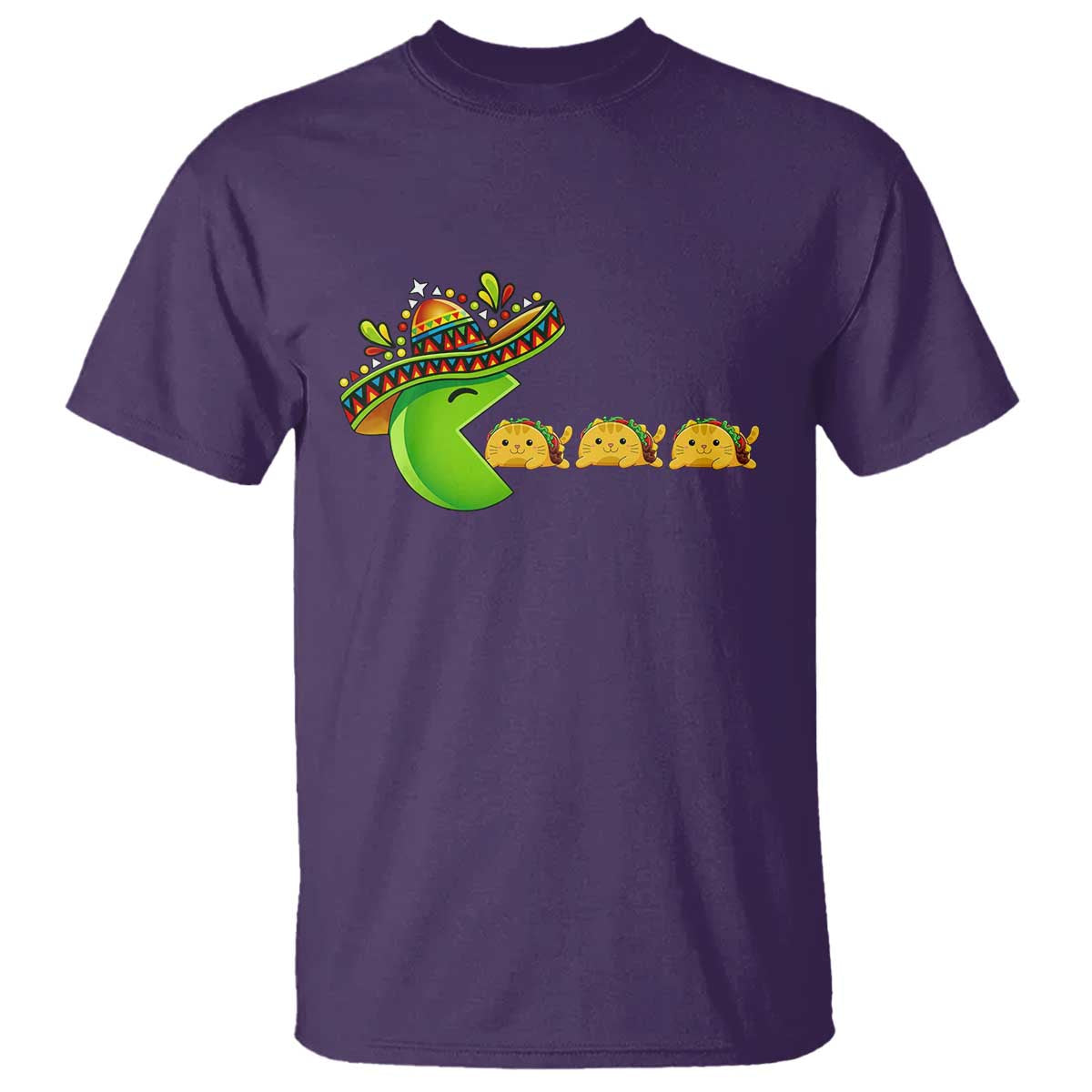 Cinco De Mayo Retro Game T Shirt Funny Sombrero Character Chasing Taco Cat