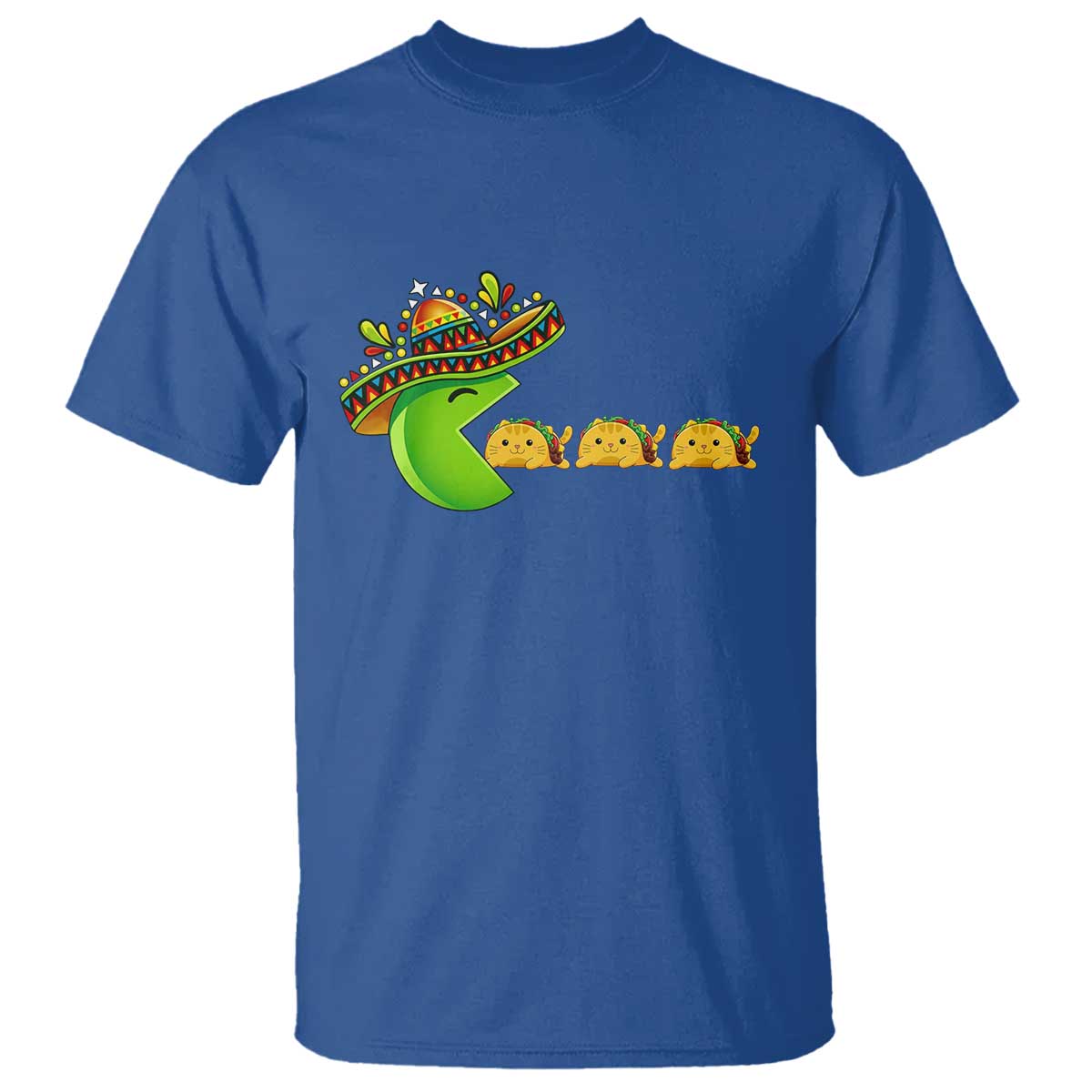 Cinco De Mayo Retro Game T Shirt Funny Sombrero Character Chasing Taco Cat