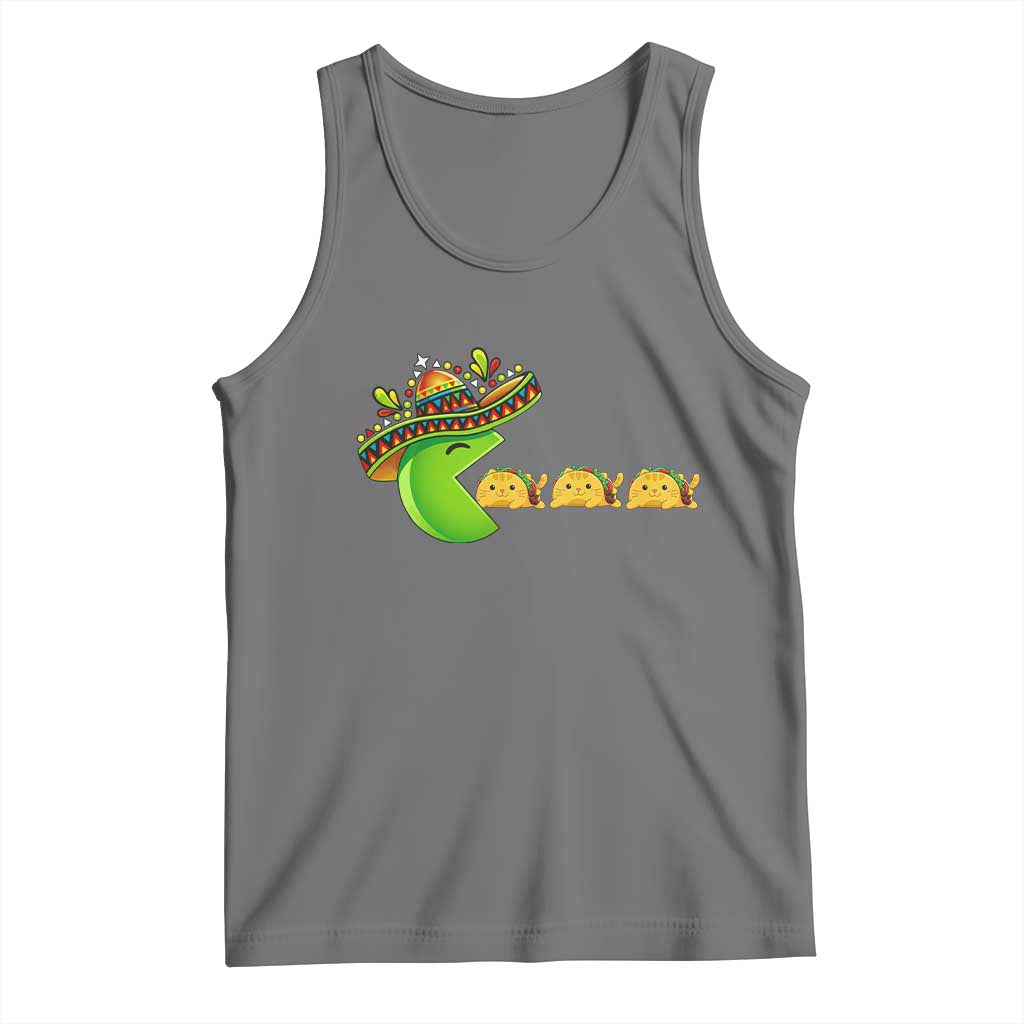 Cinco De Mayo Retro Game Tank Top Funny Sombrero Character Chasing Taco Cat
