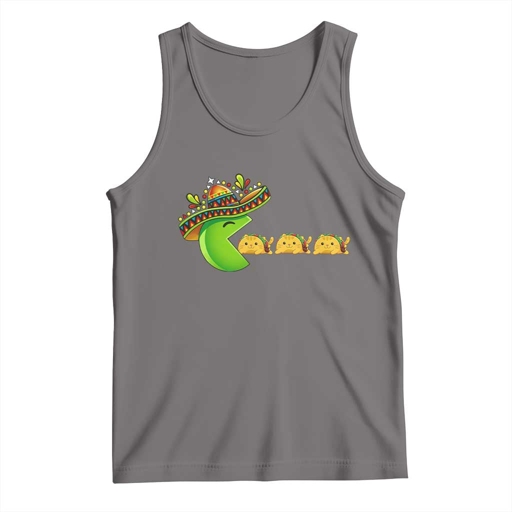 Cinco De Mayo Retro Game Tank Top Funny Sombrero Character Chasing Taco Cat
