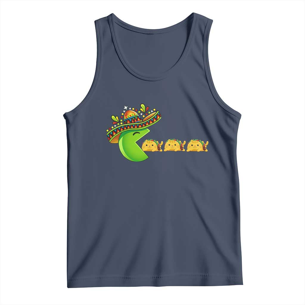 Cinco De Mayo Retro Game Tank Top Funny Sombrero Character Chasing Taco Cat