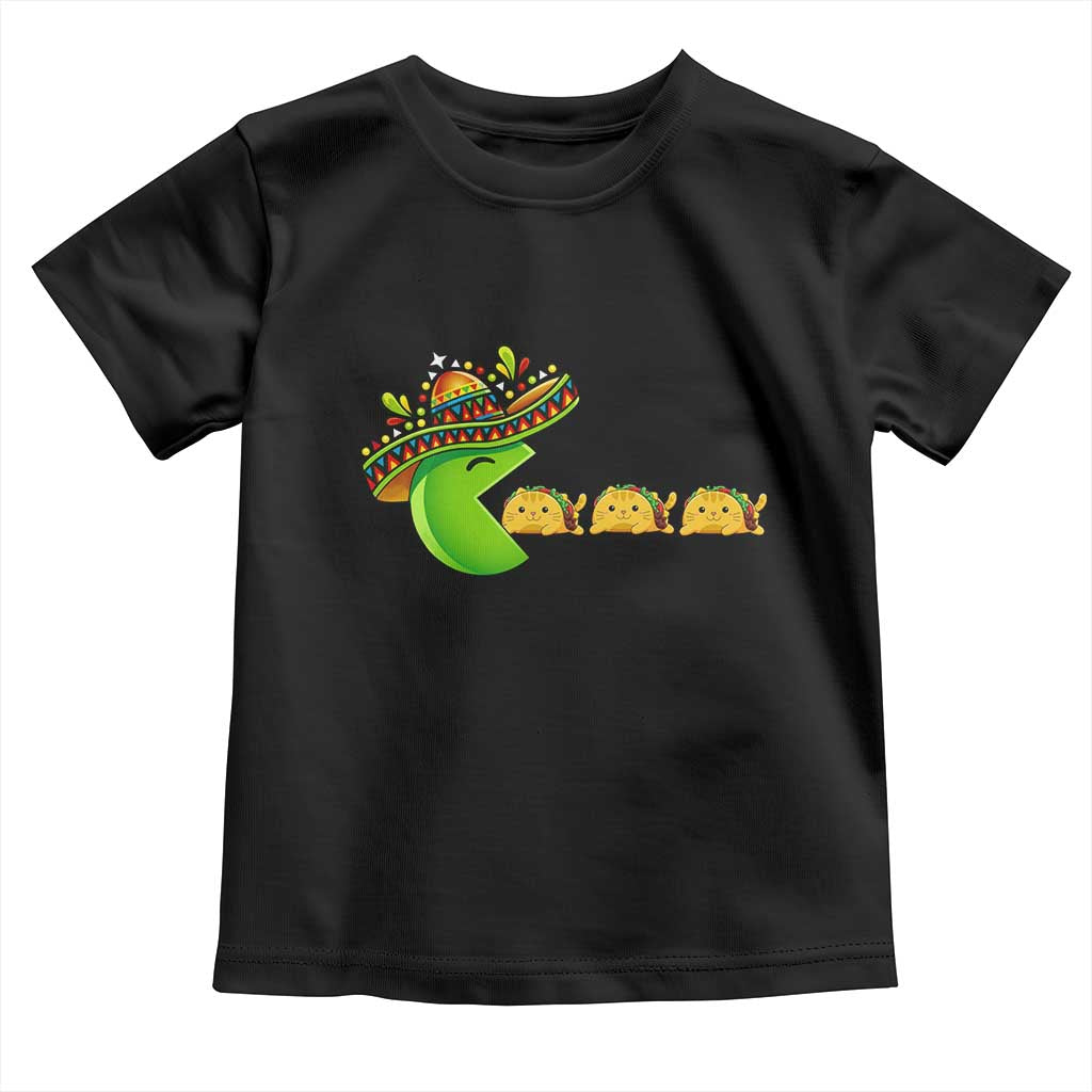 Cinco De Mayo Retro Game Toddler T Shirt Funny Sombrero Character Chasing Taco Cat