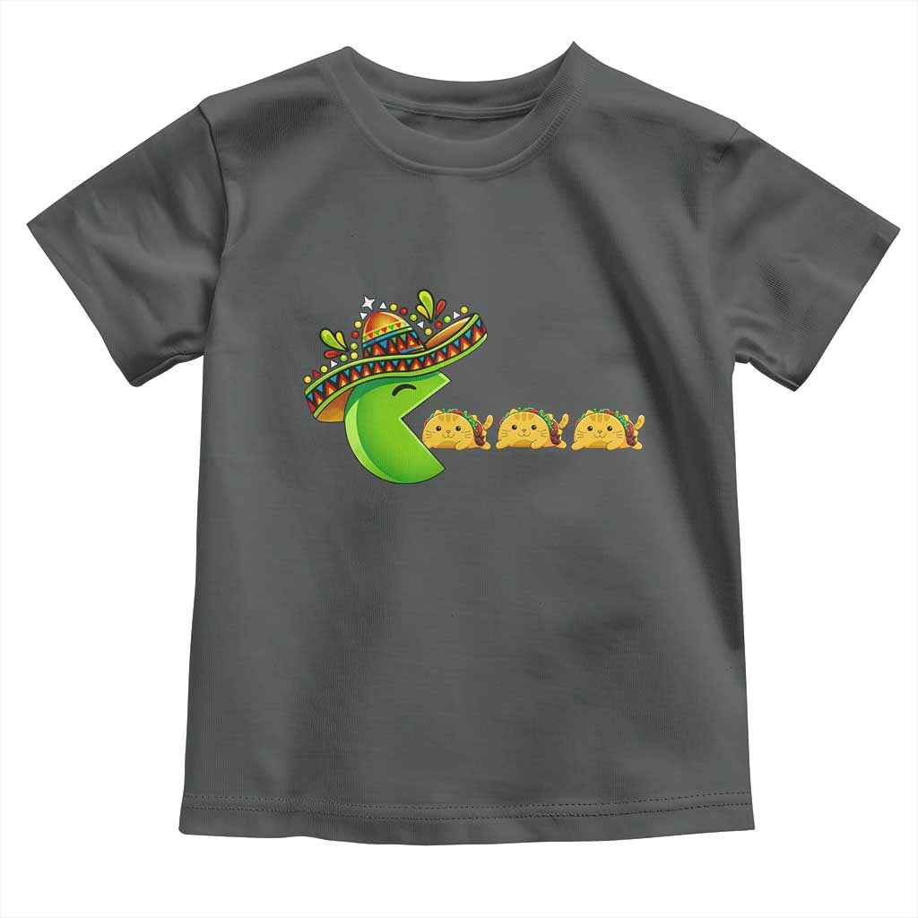 Cinco De Mayo Retro Game Toddler T Shirt Funny Sombrero Character Chasing Taco Cat