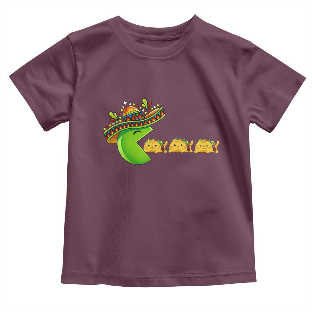 Cinco De Mayo Retro Game Toddler T Shirt Funny Sombrero Character Chasing Taco Cat