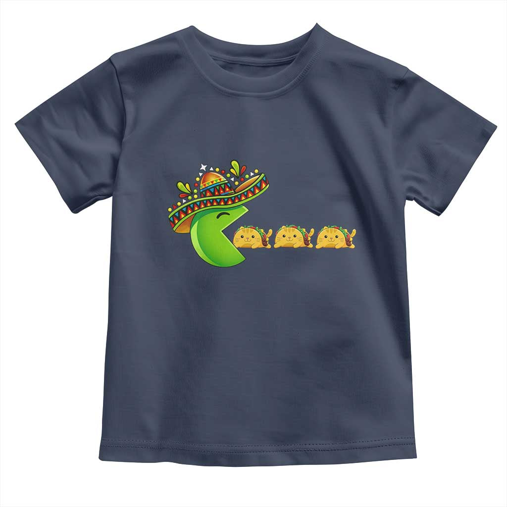 Cinco De Mayo Retro Game Toddler T Shirt Funny Sombrero Character Chasing Taco Cat
