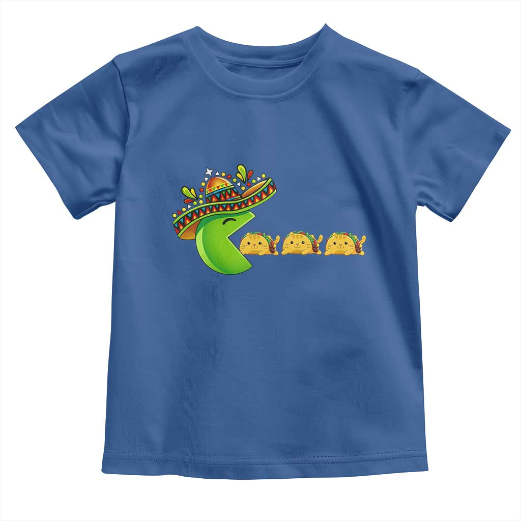 Cinco De Mayo Retro Game Toddler T Shirt Funny Sombrero Character Chasing Taco Cat