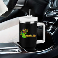 Cinco De Mayo Retro Game Tumbler With Handle Funny Sombrero Character Chasing Taco Cat