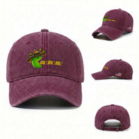Cinco De Mayo Retro Game Washed Cotton Baseball Cap Funny Sombrero Character Chasing Taco Cat