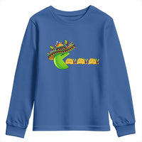 Cinco De Mayo Retro Game Youth Sweatshirt Funny Sombrero Character Chasing Taco Cat