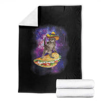 Funny Cinco De Mayo Cat Throw Blanket Astronaut Kitten Flying A Taco