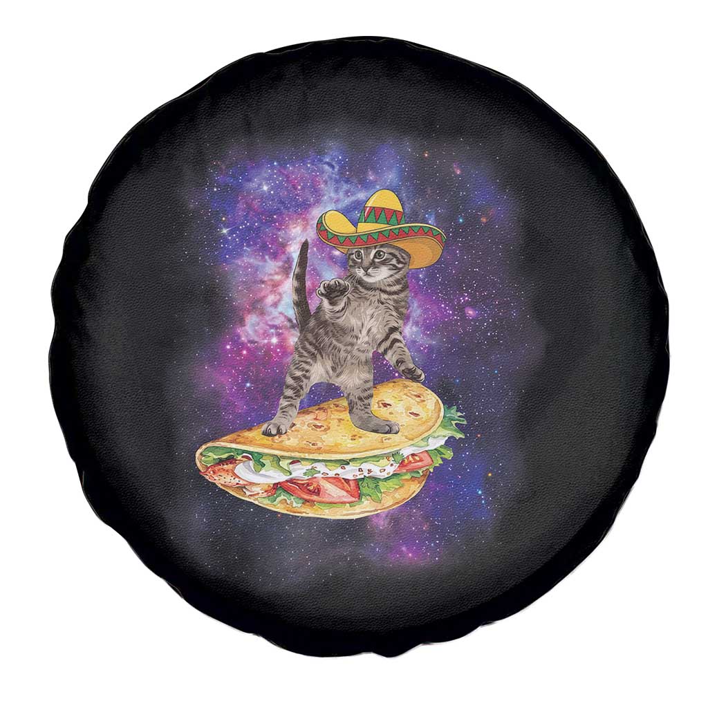 Funny Cinco De Mayo Cat Spare Tire Cover Astronaut Kitten Flying A Taco