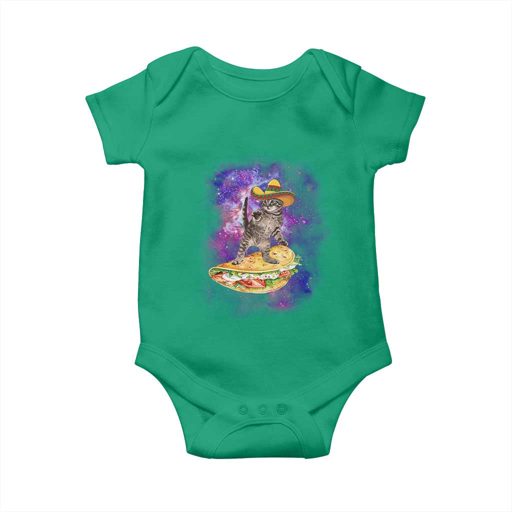 Funny Cinco De Mayo Cat Baby Onesie Astronaut Kitten Flying A Taco