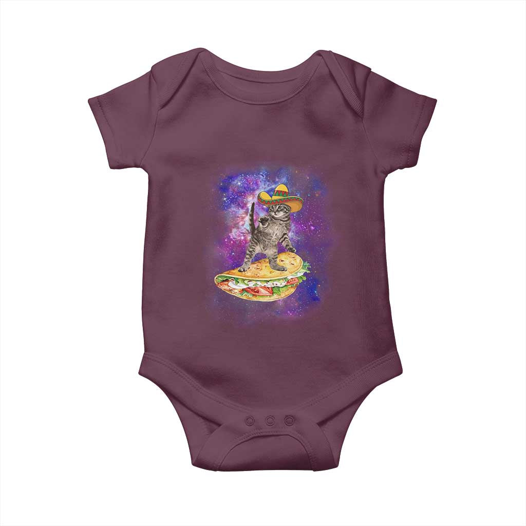 Funny Cinco De Mayo Cat Baby Onesie Astronaut Kitten Flying A Taco