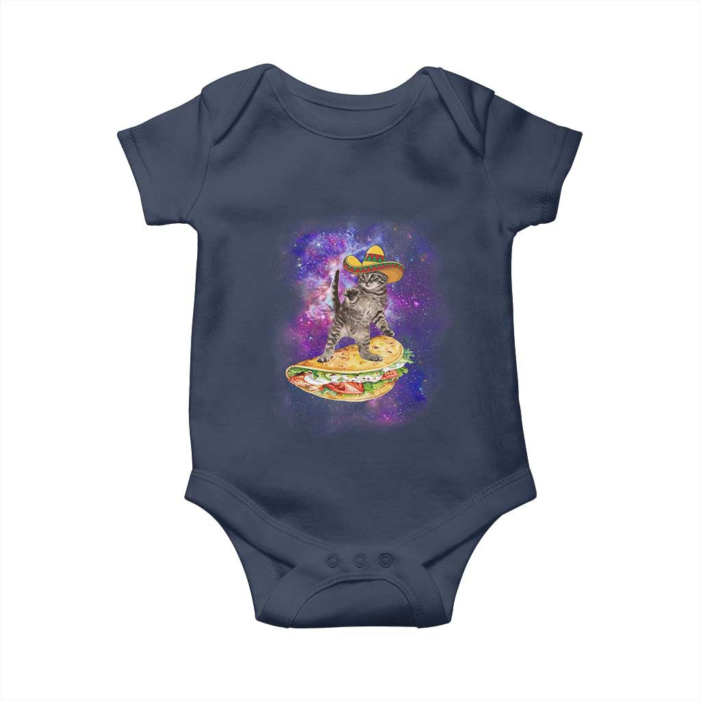 Funny Cinco De Mayo Cat Baby Onesie Astronaut Kitten Flying A Taco