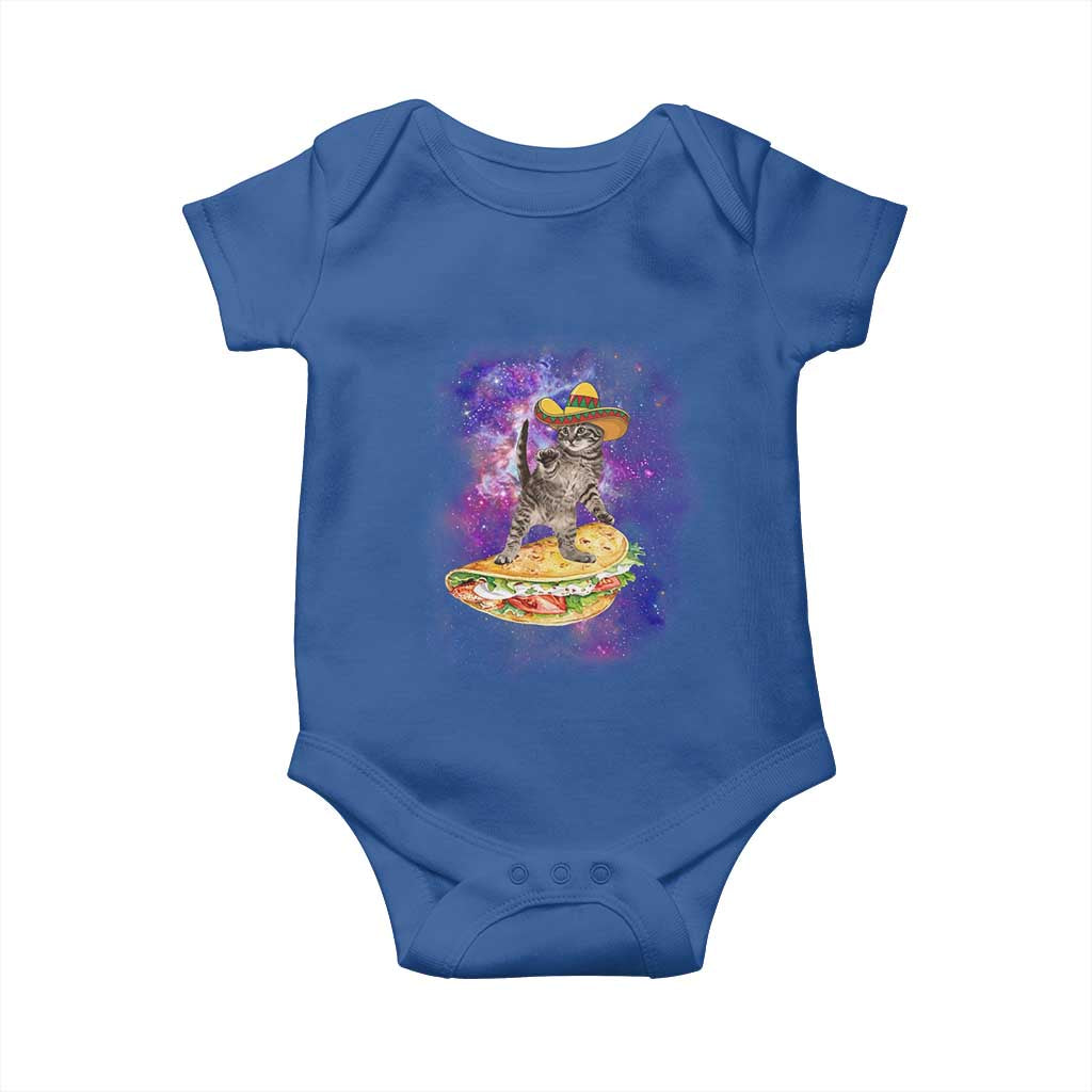 Funny Cinco De Mayo Cat Baby Onesie Astronaut Kitten Flying A Taco