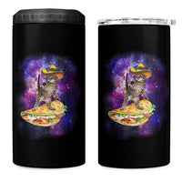 Funny Cinco De Mayo Cat 4 in 1 Can Cooler Tumbler Astronaut Kitten Flying A Taco