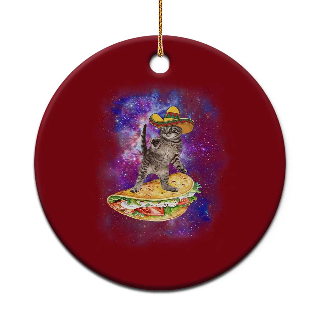 Funny Cinco De Mayo Cat Ceramic Ornament Astronaut Kitten Flying A Taco