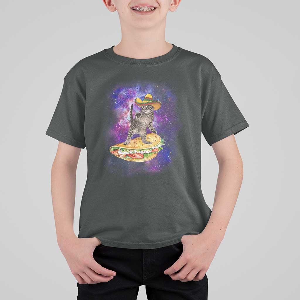 Funny Cinco De Mayo Cat T Shirt For Kid Astronaut Kitten Flying A Taco
