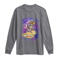 Funny Cinco De Mayo Cat Long Sleeve Shirt Astronaut Kitten Flying A Taco