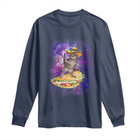 Funny Cinco De Mayo Cat Long Sleeve Shirt Astronaut Kitten Flying A Taco