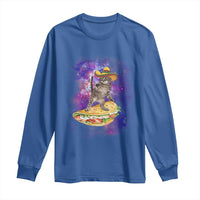 Funny Cinco De Mayo Cat Long Sleeve Shirt Astronaut Kitten Flying A Taco