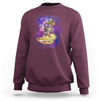 Funny Cinco De Mayo Cat Sweatshirt Astronaut Kitten Flying A Taco