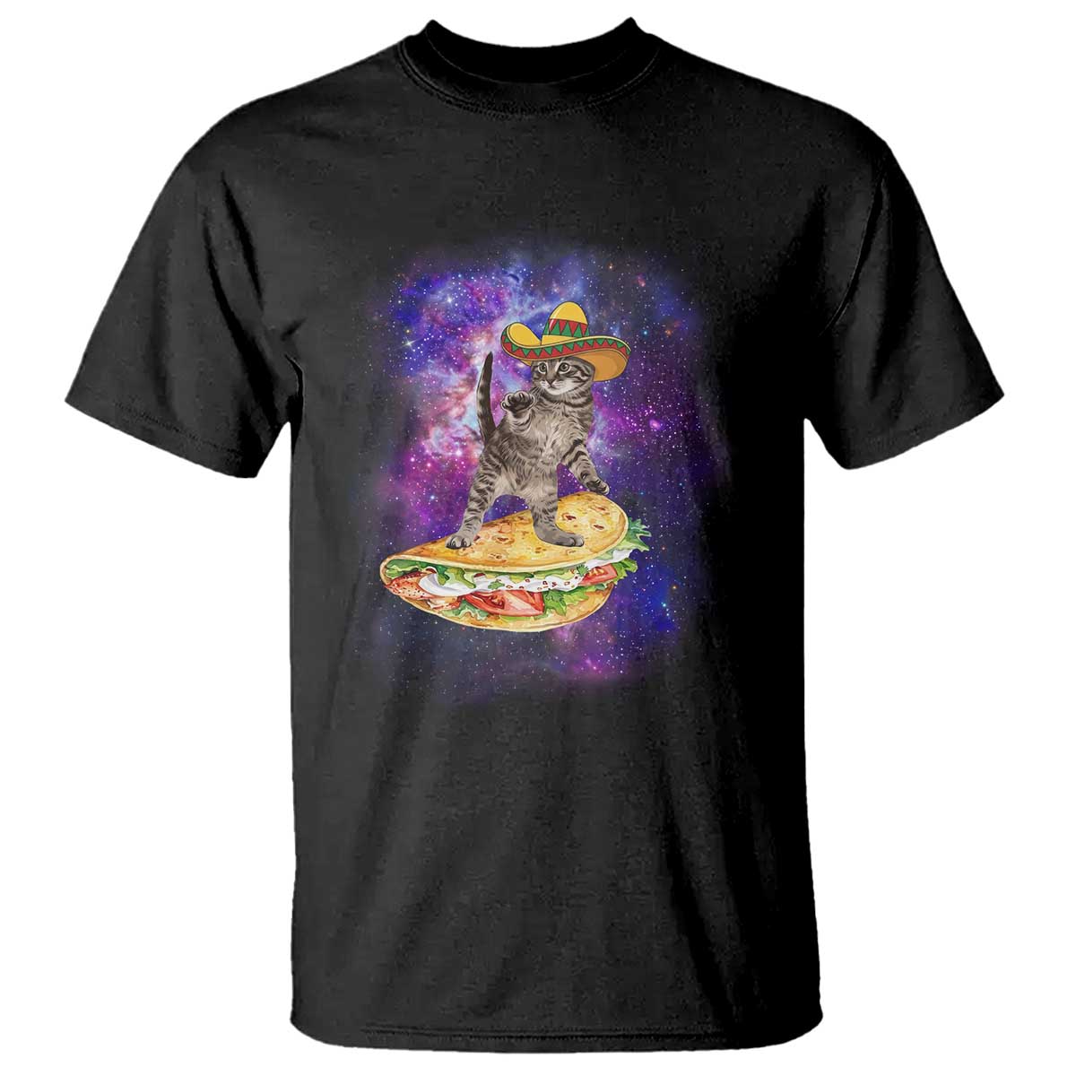 Funny Cinco De Mayo Cat T Shirt Astronaut Kitten Flying A Taco