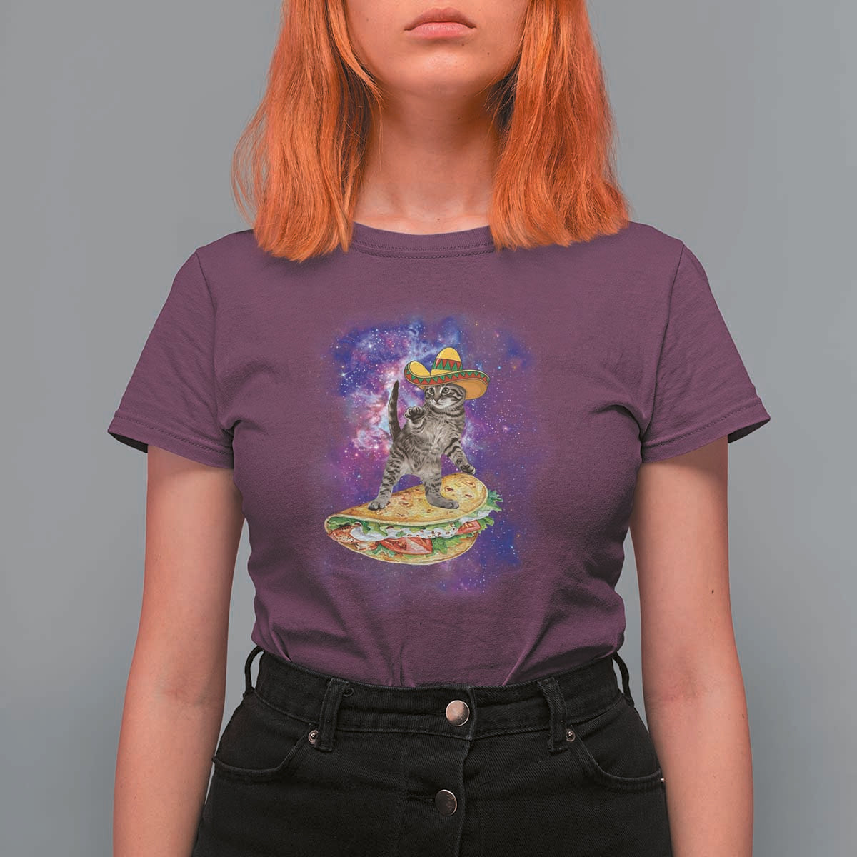 Funny Cinco De Mayo Cat T Shirt For Women Astronaut Kitten Flying A Taco