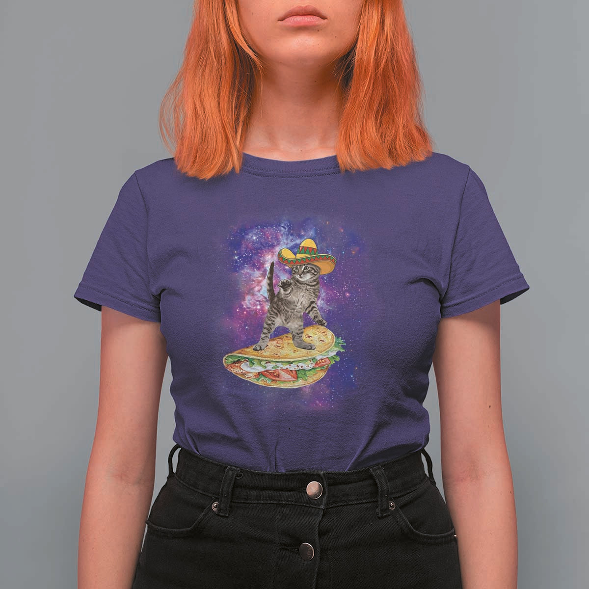 Funny Cinco De Mayo Cat T Shirt For Women Astronaut Kitten Flying A Taco