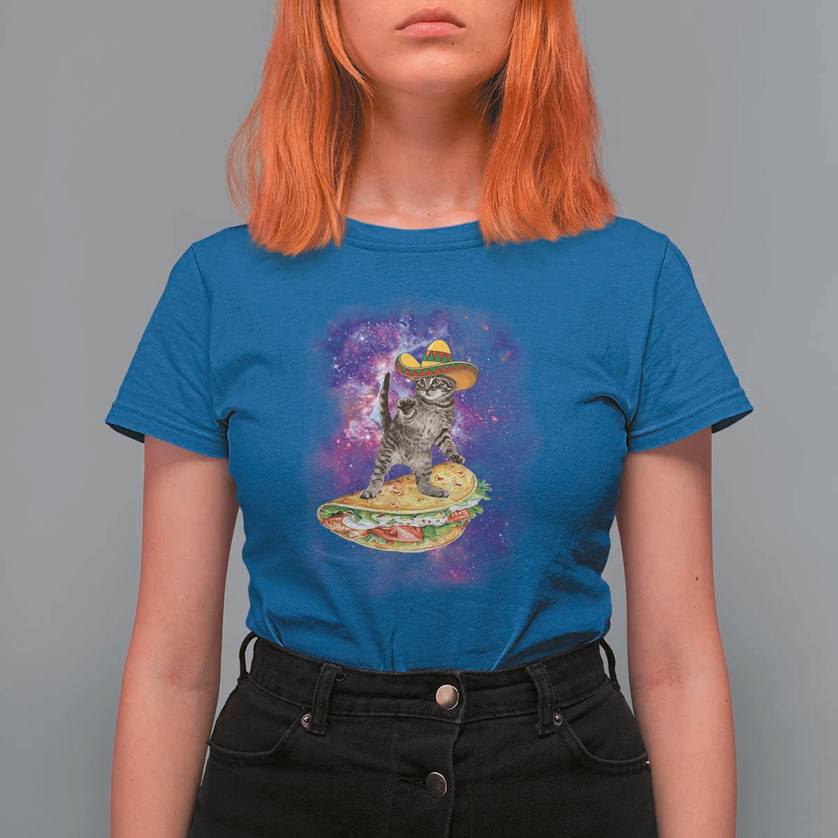 Funny Cinco De Mayo Cat T Shirt For Women Astronaut Kitten Flying A Taco