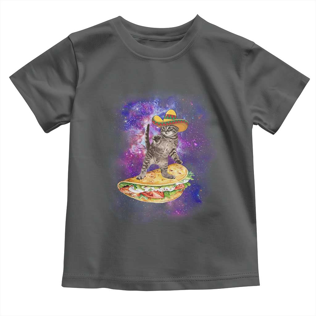 Funny Cinco De Mayo Cat Toddler T Shirt Astronaut Kitten Flying A Taco