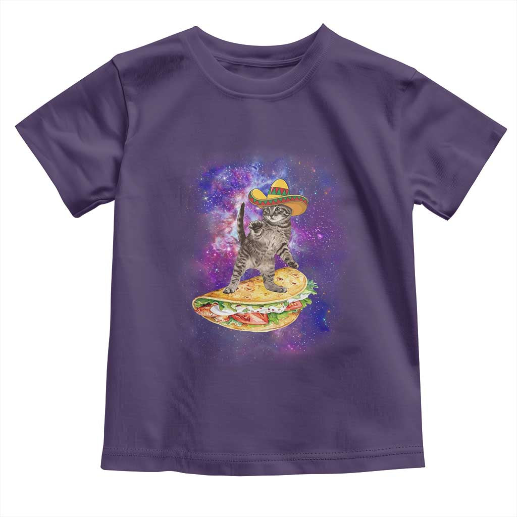 Funny Cinco De Mayo Cat Toddler T Shirt Astronaut Kitten Flying A Taco