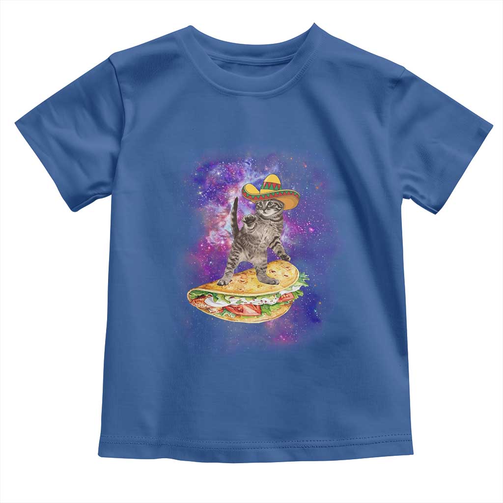 Funny Cinco De Mayo Cat Toddler T Shirt Astronaut Kitten Flying A Taco