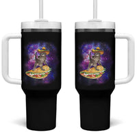 Funny Cinco De Mayo Cat Tumbler With Handle Astronaut Kitten Flying A Taco