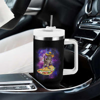 Funny Cinco De Mayo Cat Tumbler With Handle Astronaut Kitten Flying A Taco