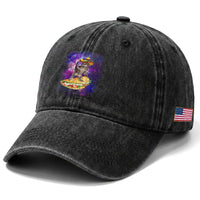 Funny Cinco De Mayo Cat Washed Cotton Baseball Cap Astronaut Kitten Flying A Taco