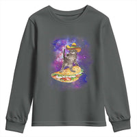 Funny Cinco De Mayo Cat Youth Sweatshirt Astronaut Kitten Flying A Taco