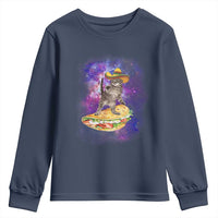 Funny Cinco De Mayo Cat Youth Sweatshirt Astronaut Kitten Flying A Taco