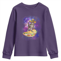 Funny Cinco De Mayo Cat Youth Sweatshirt Astronaut Kitten Flying A Taco